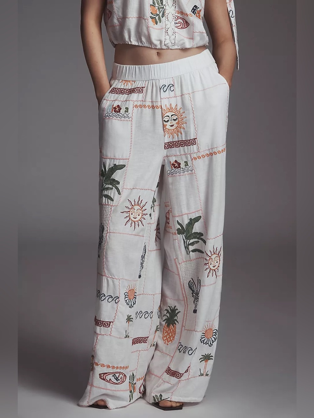 NWT Size M - Anthropologie Embroidered Patchwork Pants with Pockets (US$178)